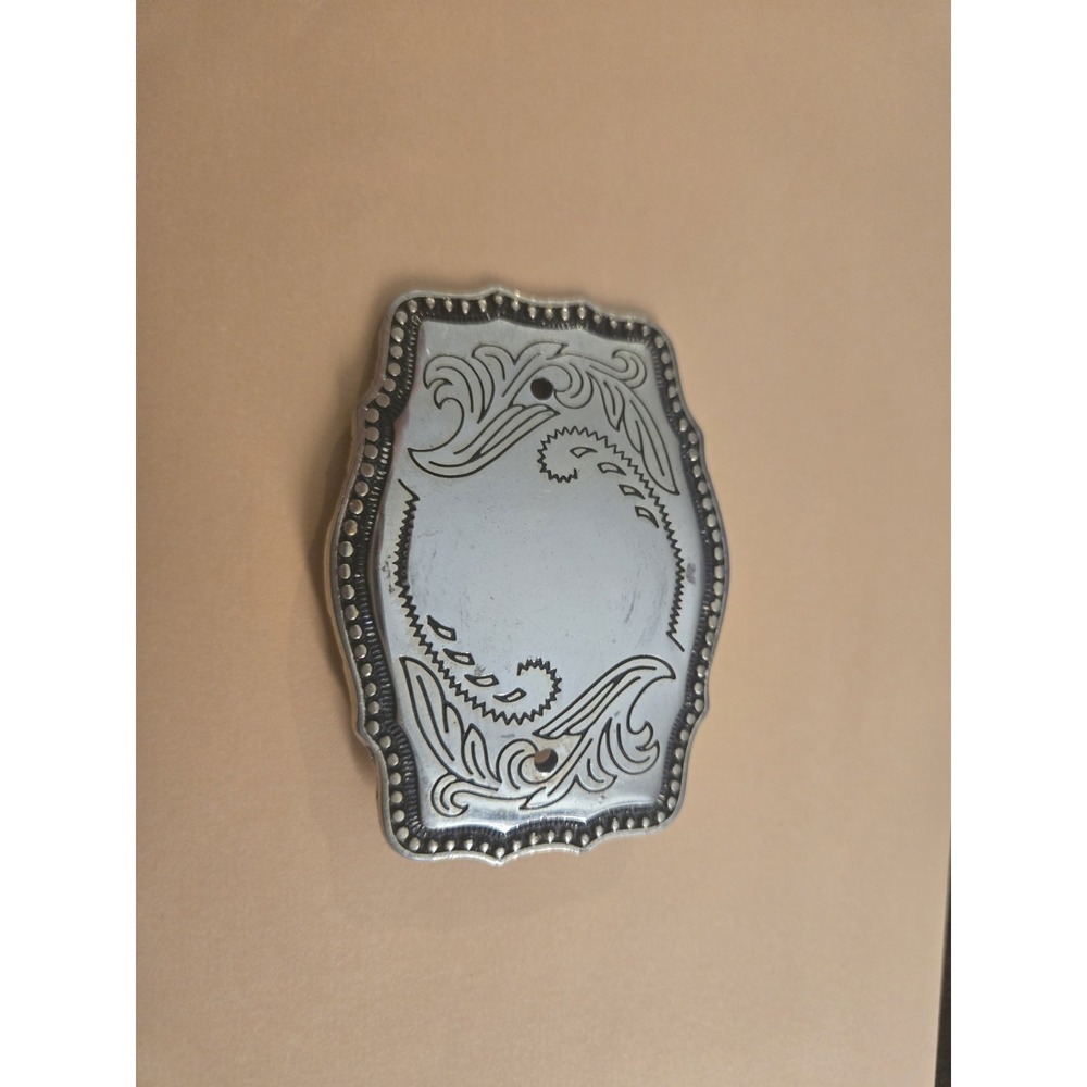 Vintage‎ Brass Belt Buckle 3" Ornate, Made In USA Western